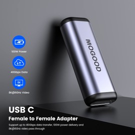 MOGOOD USB C Coupling USB C Connector USB C Coupler USB C Female to USB C Female Adapter USB C Female to Female OTG Type C Converter 40Gbps USB C Charger Plug Compatible with USB C Device
