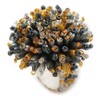 40mm Diameter/Hematite/Gold/Transparent Acrylic/Glass Bead Daisy Flower Flex Ring - Size