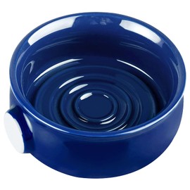 Linkidea Ceramic Shaving Soap Bowl with Non-Slip Handle Wide Mouth Large Capacity Easy to Whisk Ridge Wet Razor Shave Cream Bowl for Men, Royal Blue