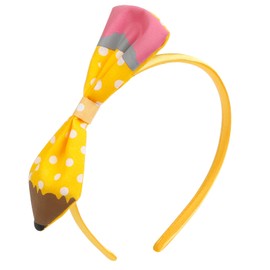 AIBFRID Back to School Headband for Girls, Yellow Pencil Hairband Teacher Supplies Hair Band Cute Non Slip Hair Accessories for Student Children Gift