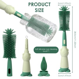 DJAPWPX 3 in 1 Baby Bottle Brush Set Reusable 3 Brushes to Clean Baby Bottles Nipples and Straws Ideal for Home and Travel Use (Green)