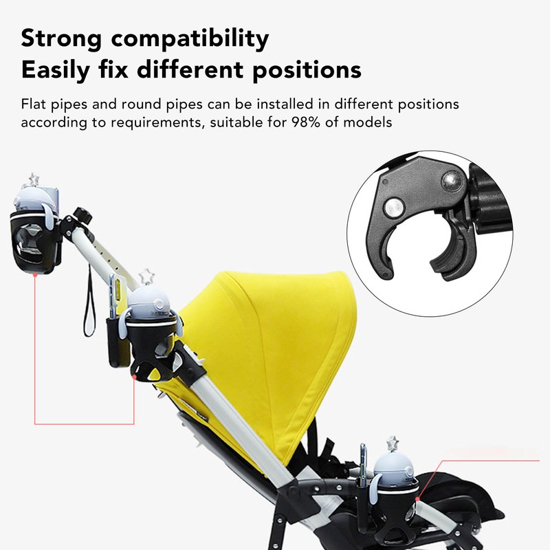 Baby Stroller Cup Holder Prevent Slipping Adjustable 360 Degree Rotating
