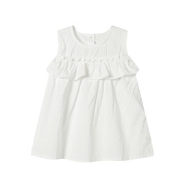 Seuyae Baby Girl White Sundress for 24 Months Girls Seersucker Dress Stretchy Sleeveless