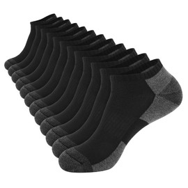 COOPLUS 12 Pack Mens Cushioned Ankle Socks, Low Cut Breathable Casual Socks (Shoe Size 6-12)