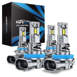 Marsauto H11/H8/H9 9005/HB3 Powersports Bulbs, H11 9005 Fog Bulbs with 5 mins Plug and Play, Turbo Fan, 50000 Hours Lifespan, No Polarity, Fog Light, Pack of 4