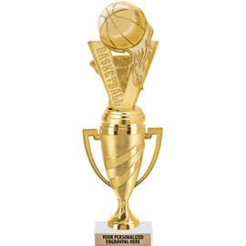 Crown Awards Basketball Trophy, 10" Gold Cup Basketball Team Trophies with Engraving Included, 5 Pack