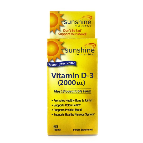 Windmill Health Products Sunshine Vitamin D-3 2,000IU Healthy and Strong Bones, 60 Tablets (Pack of 2), N6700