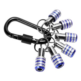 LUEXBOX 1/4 Inch Keychain, Hex Screwdriver Extension Bar, Quick Change Screw for Most Electric, Hand-held Screwdrivers and Drill (Silver Blue 6pack)