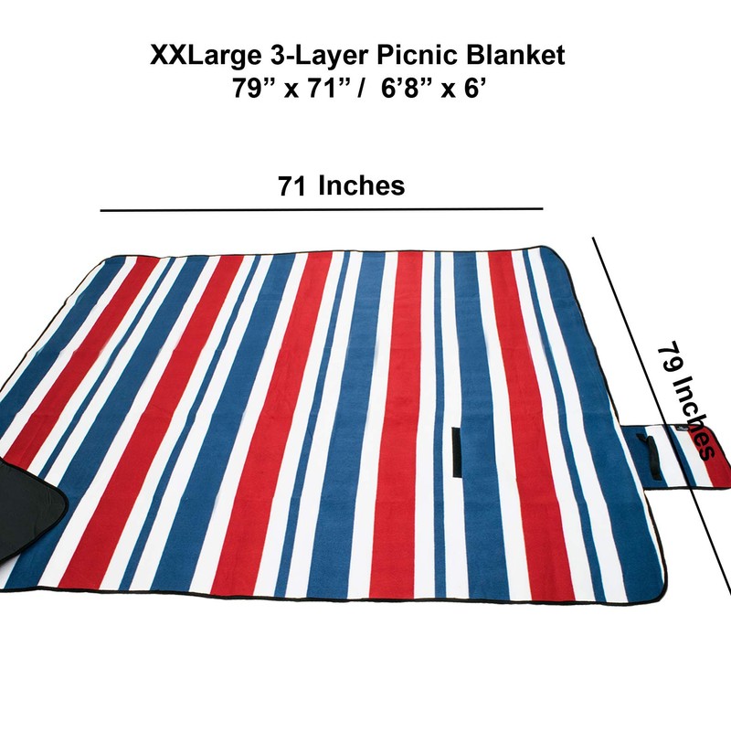 ANJ XXL 3-Layer Waterproof Outdoor Blanket for Picnic and Beach(Red
