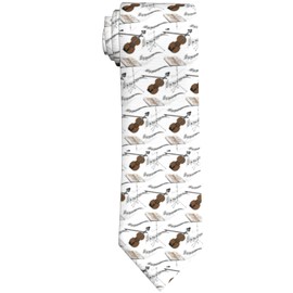 DORKEIXIA Music Notes Violin With Bow Men'S Novelty Tie Necktie Neckties For Mens Wedding Party Work Casual Holiday Party Gifts
