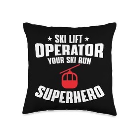 Ski Lift Operator Jobs Design Gondola Attendant Funny Lift Operator Apparel Chairlift Ski Area Throw Pillow, 16x16, Multicolor
