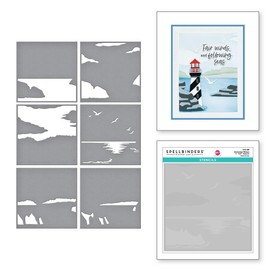 Spellbinders STN-088 Uncharted Waters Stencil from The Fair Winds Collection by Dawn Woleslagle