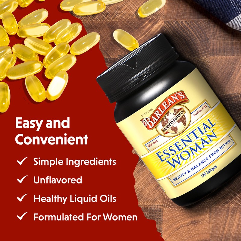 Barlean's Essential Woman Supplement Capsules, Women's Flaxseed and Evening Primrose