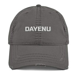 CreativeTees4You Dayenu Jewish Gift Distressed Dad Hat Baseball Cap Adjustable Jew Charcoal Grey