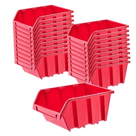 KADAX KADAX Werkstatt-Stapelkiste, Stapelbox aus PP Kunststoff, Sichtlagerbox in verschiedenen Gr??en, Lagerboxen fr Werkzeugswand, Sichtlagerkasten, Sortierbox (Rot 20 Stck, 195x120mm)