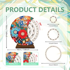Diamond Art Calendar, Diamond Painting Calendar, Wooden Manual Rotating Desk Calendars, Desktop Small Ornaments Decoration for Home Decor (10)