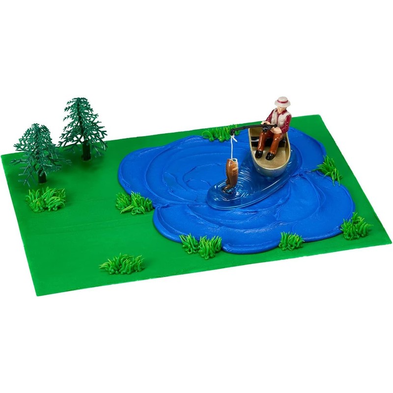 DecoPac Fisherman with Action Fish DecoSet Cake Decoration, 3 Piece