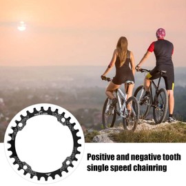 equlup Chainring, 104BCD Single Speed Chainring Aluminium Alloy 30T Chainring Crank Spare Parts Bicycle Equipment for Mountain Bike (Black)