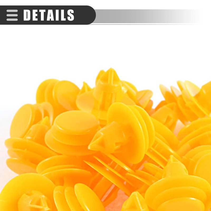 Motoforti Universal Car Door Trim Panel Rivets,9mm Hole Dia,Plastic,Yellow,30Pcs