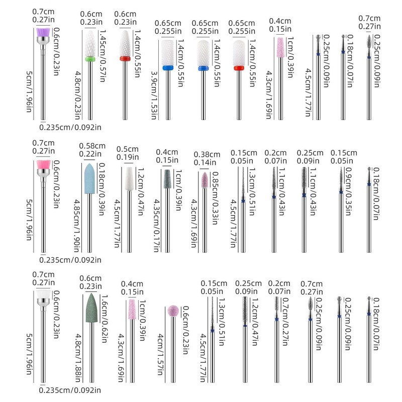 30Pcs Nail Drill Bits Nail Drill Bit Set Acrylic Nail