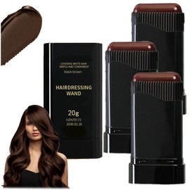 3Pcs Temporaryhair Hair Dye Comb, Hair Color Stick, Waterproof and Sweat-Proof Hair Dye Combs, 2-In-1 Touch-Up Hair Color Combs, Portable Hair Colouring Comb for Women & Men Gray Hair Coverage (Black Brown*3)