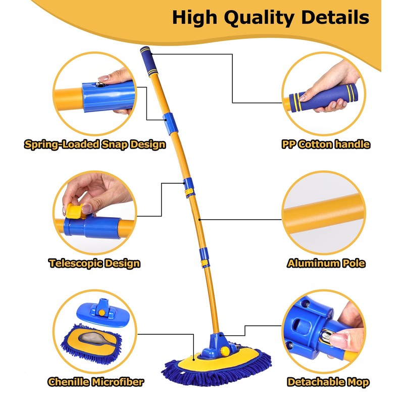 anngrowy 56.7" Car Wash Brush Mop Kit Mitt Sponge with
