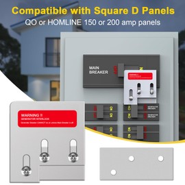 Toptozl Generator Interlock Kit Compatible with Square D QO or Homeline 150 or 200 amp Panels. 1 3/8 inches Spacing Between Main and Generator Breaker, Professional Generator Lockout Kit