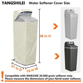 Water Softener Cover for WHES30E/WHES40E Grain Softener, Openable top Easy to use Removal-free installation for UV Dust protection of Water Softener Housings Outdoor or indoor (Beige)