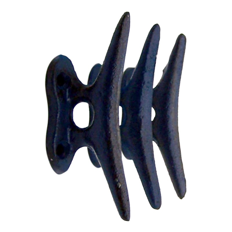 Wowser Nautical Blue Cast Iron Boat Cleat Wall Hooks, 3.5