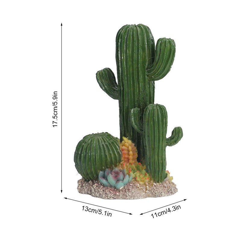 Simulation Resin Cactus Ornament Stable Aquarium Cactus Decoration with Succulents