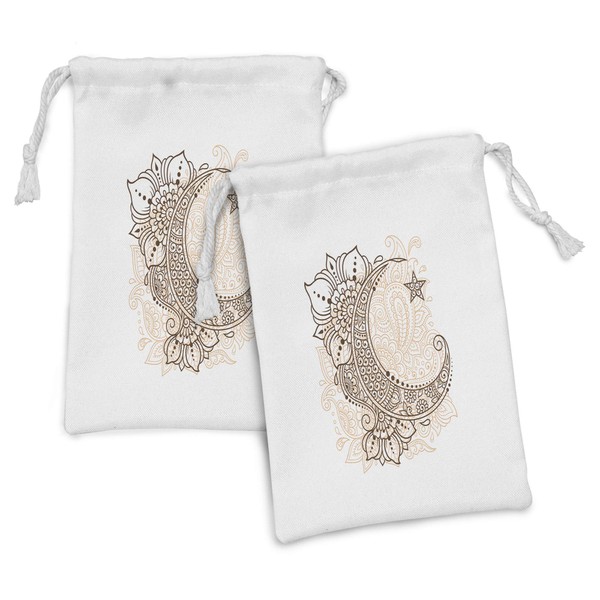 Ambesonne Half Moon Fabric Pouch Set of 2, Mystic Intricate