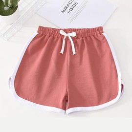 T.H.L.S Paquete de 3 pantalones cortos de algodón para correr, atletismo, entrenamiento de bebé y deportes de playa para niños, Negro y rojo oscuro, 18-24 Meses