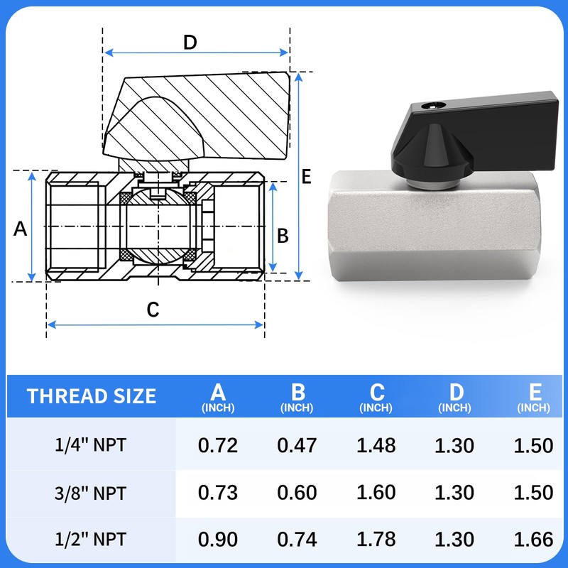 ChillWaves Brass Mini Ball Valve, Shut Off Switch Ball Valve