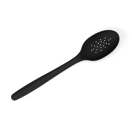 Misen Silicone Slotted Spoon - Slotted Spoons for Cooking - Large Heat Resistant Kitchen Spoons - 12 inch - Black