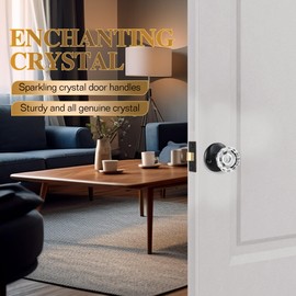 Saillong Black Glass Door Knobs, Vintage Clear Crystal Door Knobs, Glass Door Knobs with Latch Bolt, Matte Finish, Passage Door Latch Set, Antique Door Knobs for Hallway, Closet, Bedroom and Bathroom