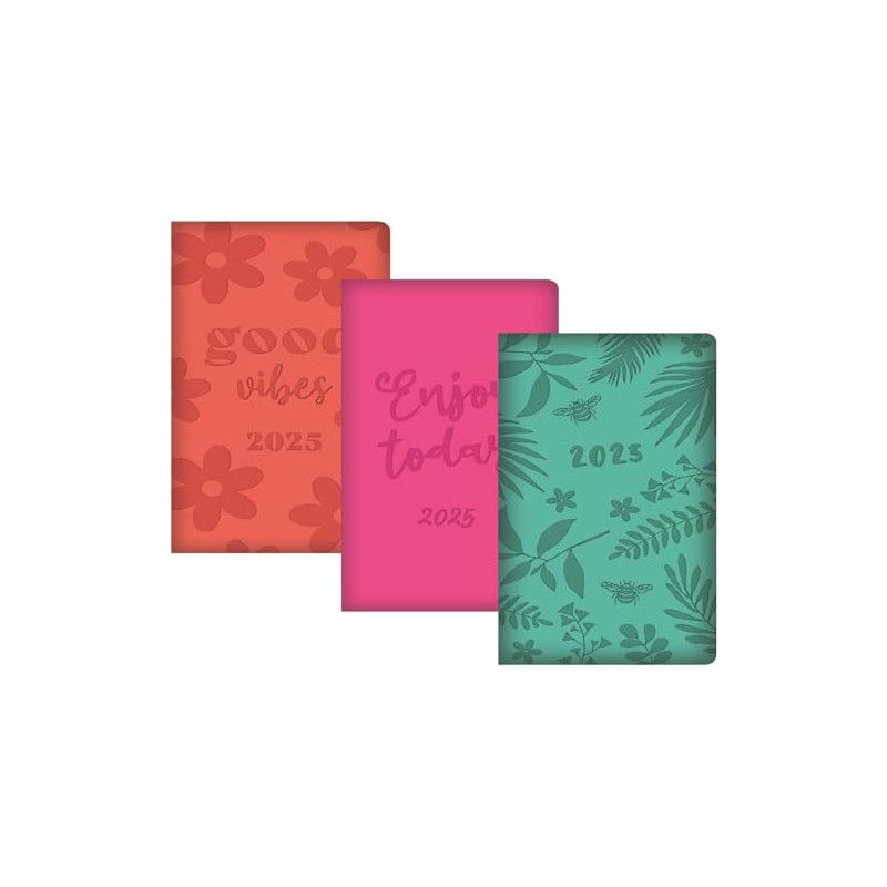 2025 Diary A5 week to view Embossed Leaf Animal Print