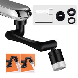 Faucet Extender, 1440° Large-Angle Rotating Robotic Arm Water Nozzle Faucet Adaptor, Universal Splash Filter Faucet with Dual-Water Outlet Modes, Kitchen Sink Aerator Sprayer Head 360°, Black