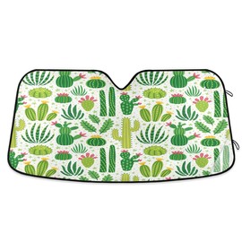 Parasol para parabrisas de coche con patrón de cactus verde, bloquea el protector solar plegable para mantener tu vehículo fresco, se adapta a parabrisas de la mayoría de tamaños