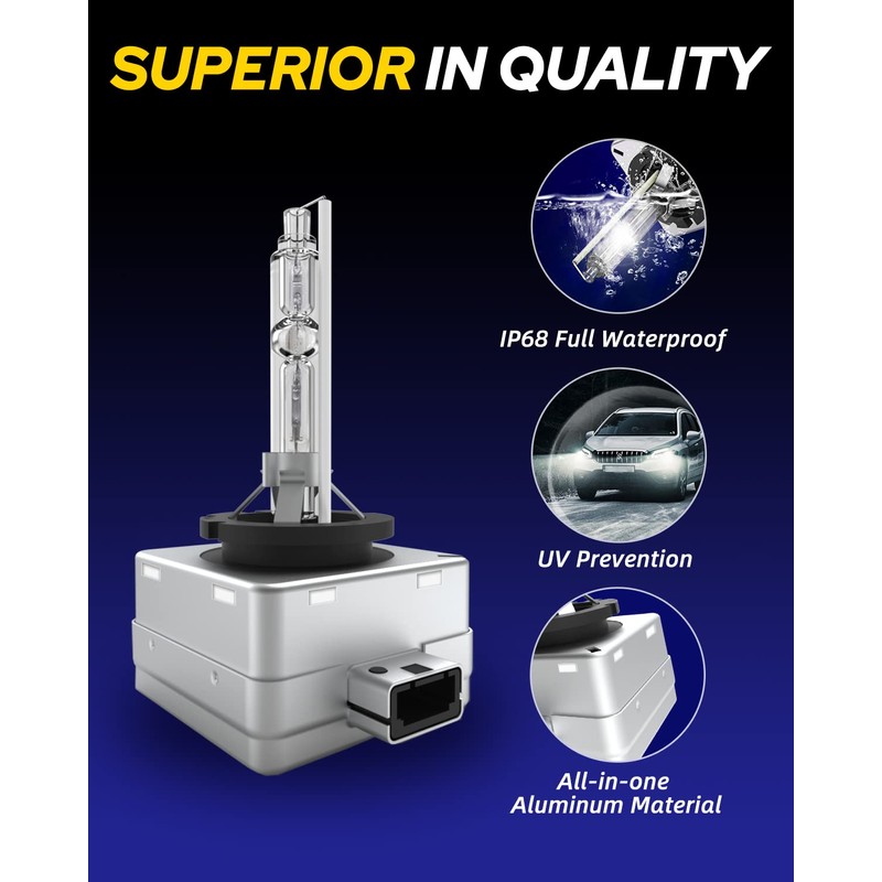 AUTOONE D3S Xenon HID Headlight Bulb, 6000K 35W High Low