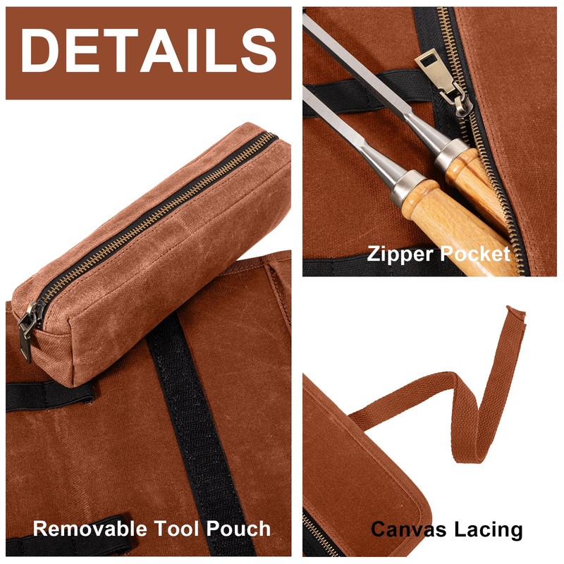 Chisel Roll,Tool roll up bag,Waxed Canvas Roll Up Tool Bag,Heavt