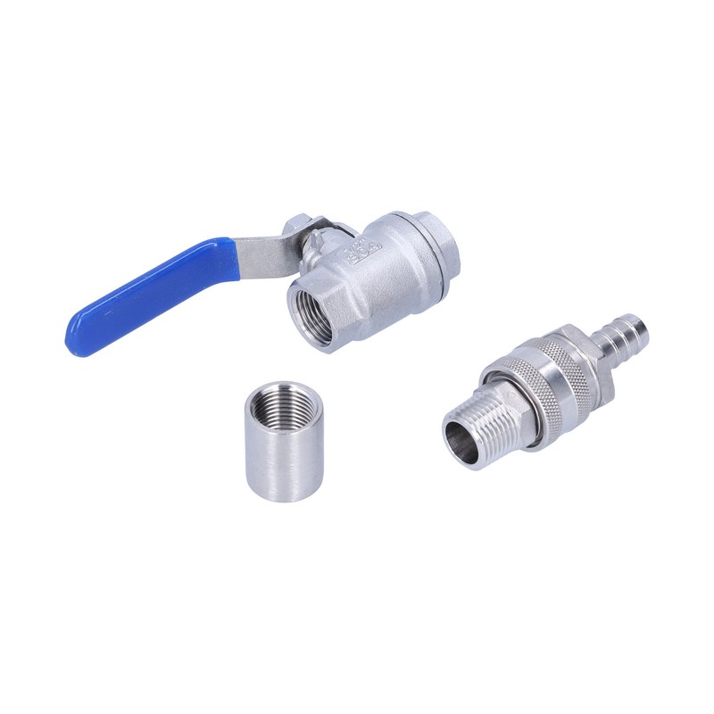 Weldless Kettle Valve Kit 1/2in BSP Ball Valve Quick Connector