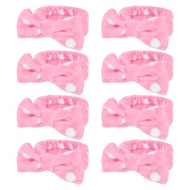 Jaciya Spa Makeup Headband Skincare Headband for Washing Face Spa Gifts for Women 8 Packs Bachelorette Party Favors Wedding Hair Accessories(Pink with White Polka Dots)