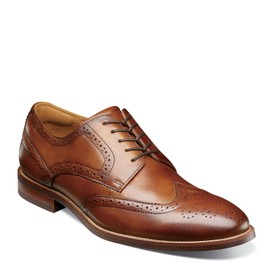 Florsheim Rucci Wing Tip Oxford Men's Oxford, 10 2E US, Cognac