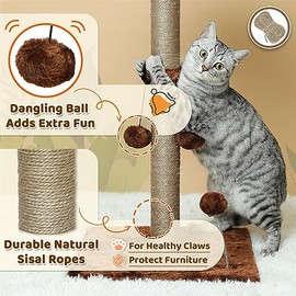 Poste rascador para gatos, palmera de sisal de alta calidad con múltiples bolas colgantes, rascador vertical para gatos y gatitos de interior, 34...  