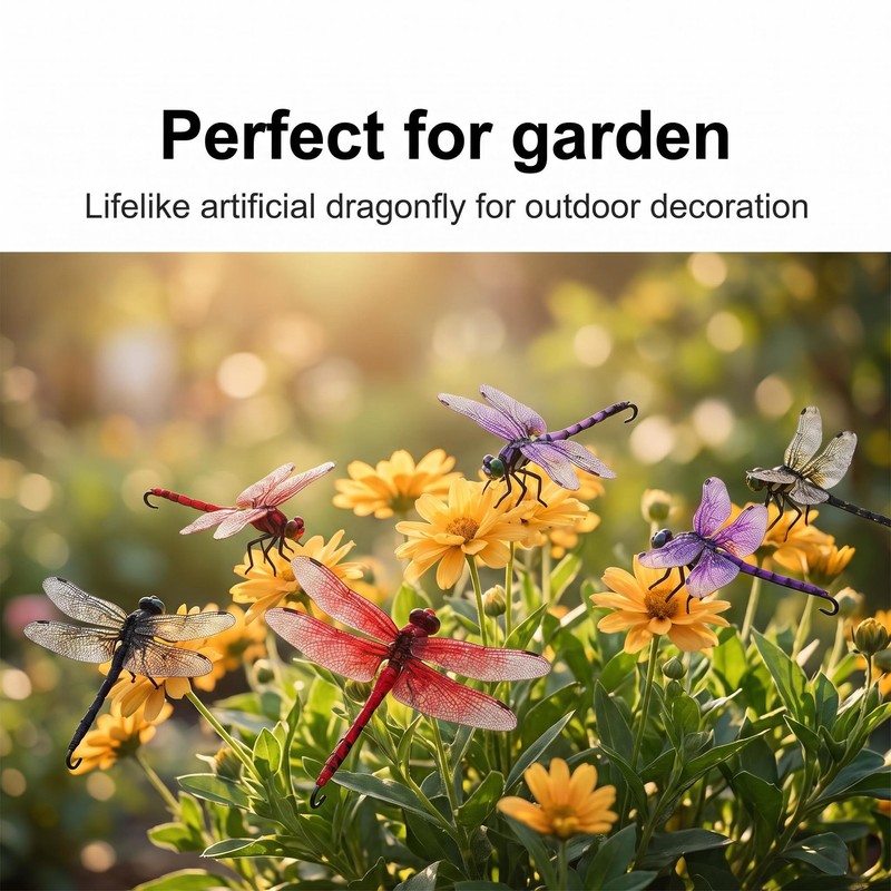 12PCS 3D Artificial Dragonfly Clips – Durable TPR/PVC Hanging Ornaments