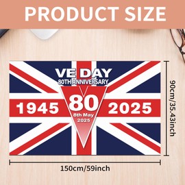 VE Day 80th Anniversary Flag 2025,Large Union Jack Flags,UK Flag,VE Day 80th Anniversary Decorations 2025,British Flag,Victory in Europe Celebration,for 80 Years Party/Yard/Garden/Outdoors (150*90cm)