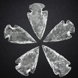 5 Pieces Clear Quartz Arrowhead, Crystal and Healing Stone Flint Rock Arrow Head - 1" to 1.5" Arrowheads for DIY Project Craft Point Jewelry Making