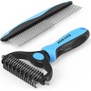 Docrok Pet Grooming Combo - Blue Deshedding Brush with Metal