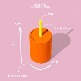 Avanchy Silicone Training Sippy Cup with Straw Lid – Tiny Cup for Babies 6+ Months to Toddlers 1 Year Old – 5 oz Infant Water Cup for Baby Led Weaning, See-Thru Blue