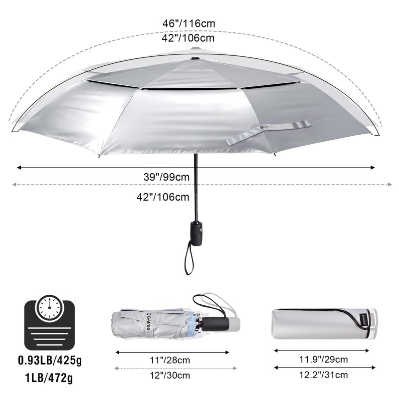 G4Free 42/46 Inch Travel Folding Umbrella Windproof Compact UPF 50+
